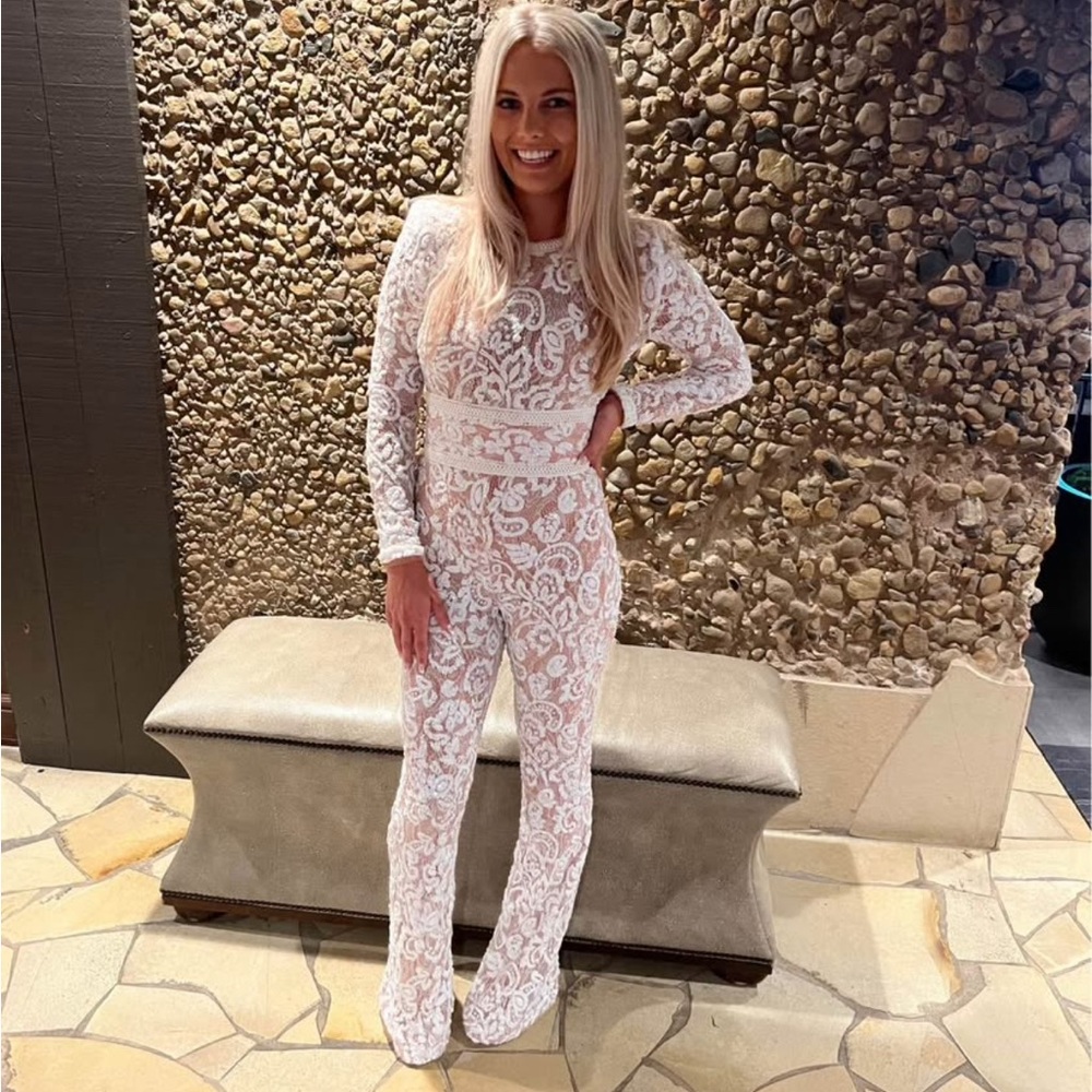 Nadine Merabi Bella White Jumpsuit